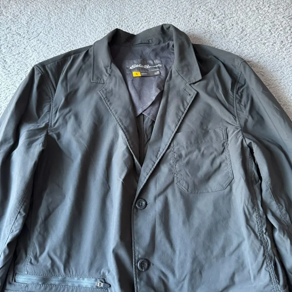 NEW Eddie Bauer Blazer Mens 46 Gray Travex Voyager Jacket Sport Coat Performance